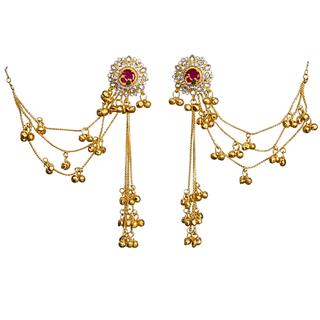 Bridal Ruby Chain Style Earrings