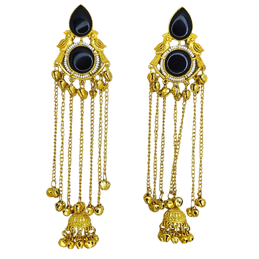 Royal Black Long Chain Earring