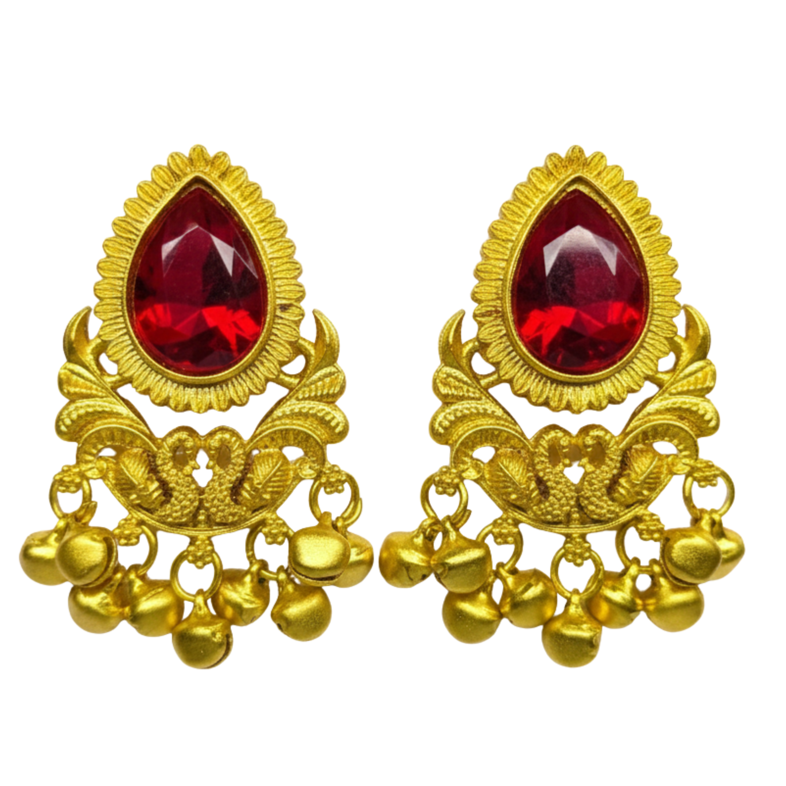 Rose red Stone Gold Jhumka