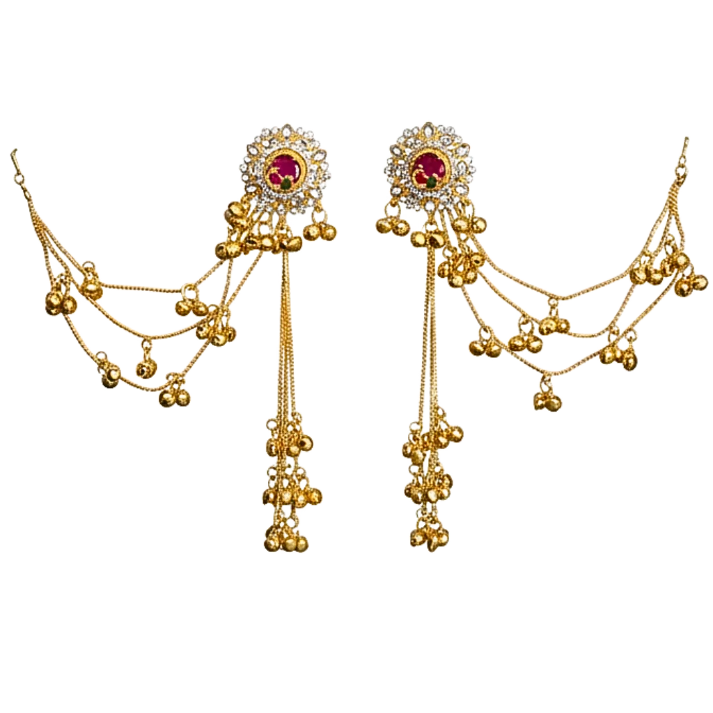 Bridal Ruby Chain Style Earrings